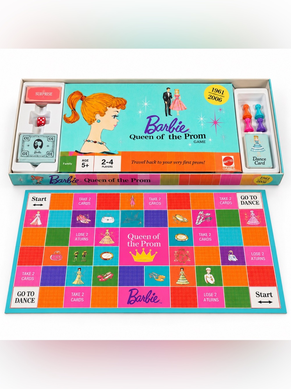 Barbie Queen of the Prom 2006 Mattel Board Game 1961 Reproduction